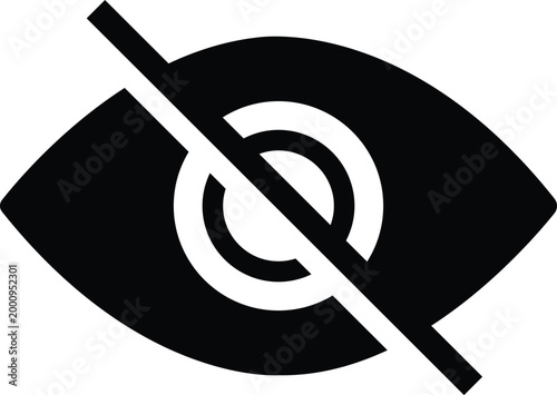 Eye hidden privacy icon unsee invisible view symbols, hide, blind, disable visibility elements, secure protection signs, black flat and line style vector isolated transparent background