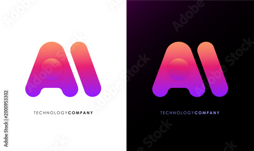 Modern abstract AI letter logo design for artificial intelligence and technology company