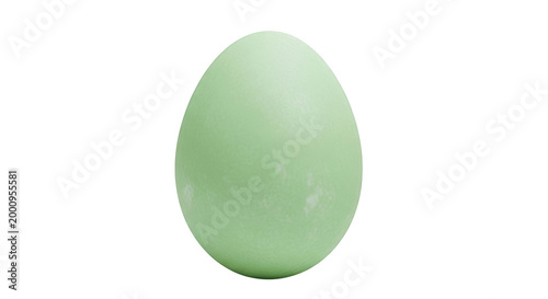 A single smooth, pale mint green egg with a matte texture, centered vertically, isolated on transparent background