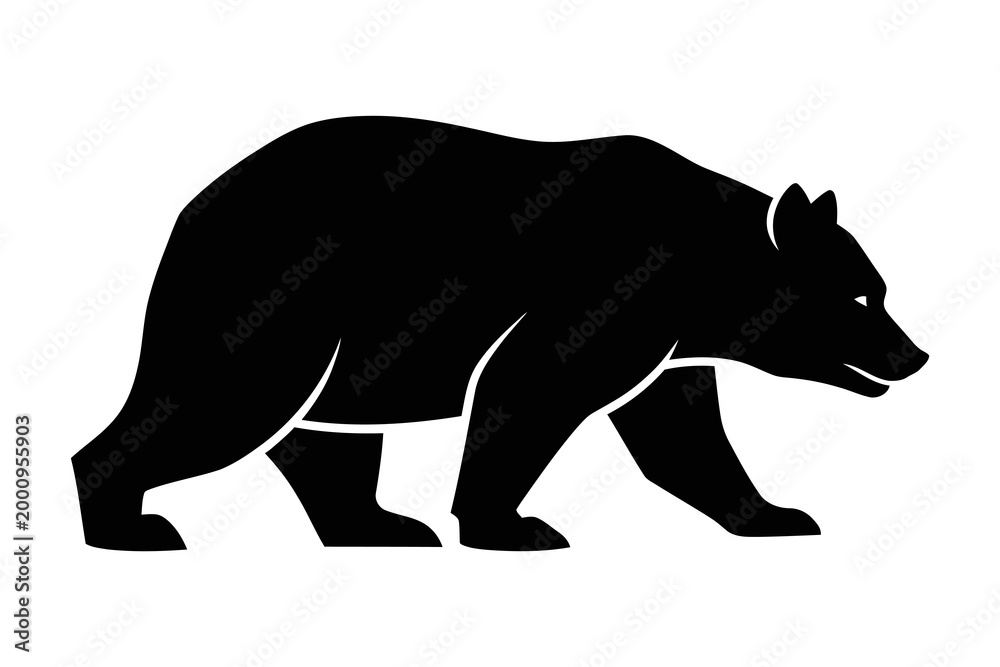 Fototapeta premium Black silhouette of a bear