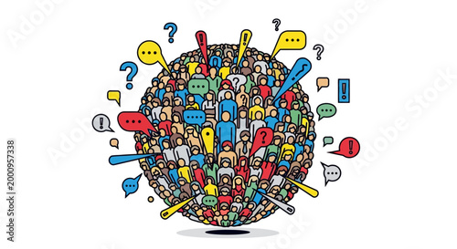 Colorful icons and symbols collage.