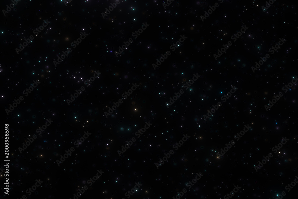 Fototapeta premium Star field illustration with shimmering lights on a dark space background