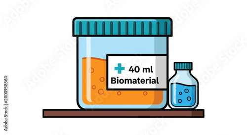 Biomaterial in a laboratory jar.