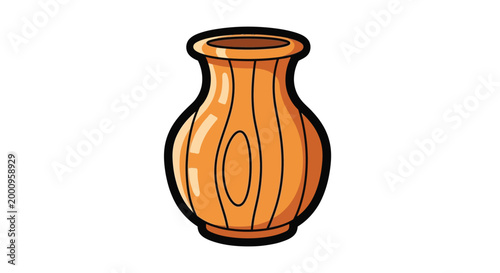 Brown ceramic vase with black outline.