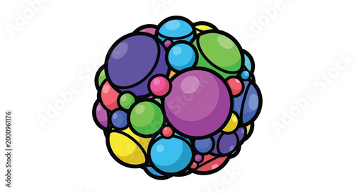 Colorful Bubbles Cluster Illustration Design.