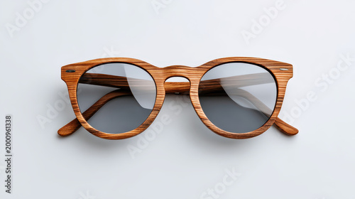 Natural Wooden Sunglasses Product Mockup White Table