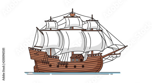 Quadro em tela Vintage Sailing Ship with Sails.