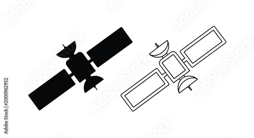 satellite silhouette with antenna and solar panels