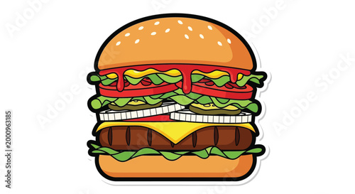 Colorful illustration of a hamburger.