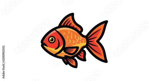 Colorful Orange Goldfish Swimming Alone.