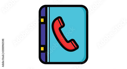 Colorful phone icon on screen.