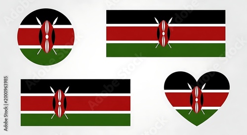 Kenyan flag in different shapes