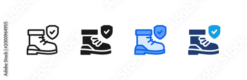 Safety Boots icon multiple style collection. Vector illustration.