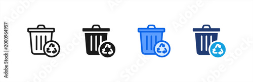 Waste Management icon multiple style collection. Vector illustration.
