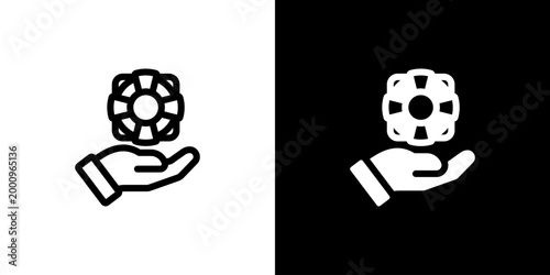 Rescue Operations icon concept with flat Black White Background. Vector illustration.