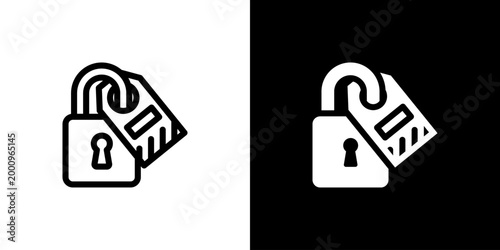 Lockout Tagout icon concept with flat Black White Background. Vector illustration.