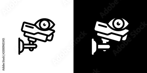 Workplace Monitoring Cam icon concept with flat Black White Background. Vector illustration.