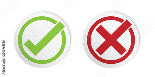 Free Download Correct and incorrect sign, check mark sticker style, vector illustration - GFXLoad