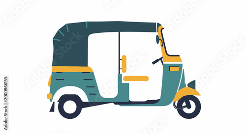 Quadro su tela Flat design auto rickshaw isolated on white background.