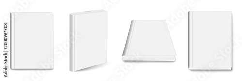 Realistic book mockup set with multiple perspective views books isolated on transparent background blank textbook hardcover and paperback templates for different design presentation