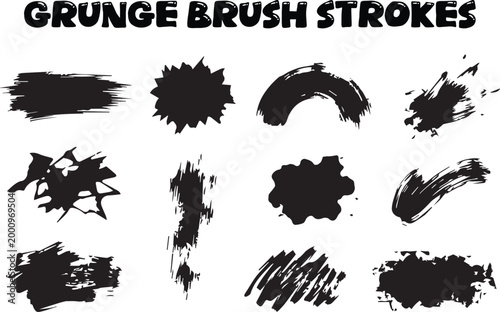 Set of Unique Hand-Drawn Grunge Scribbles and Artistic Black Ink Texture Assets