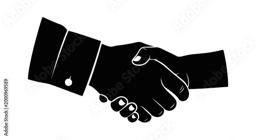 Black silhouette of a business handshake icon.