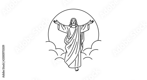 Jesus Christ Crucifixion Illustration Line Art 1.