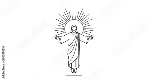 Jesus Christ Crucifixion Illustration Line Art.