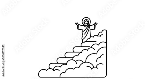 Jesus Christ on the clouds heaven.