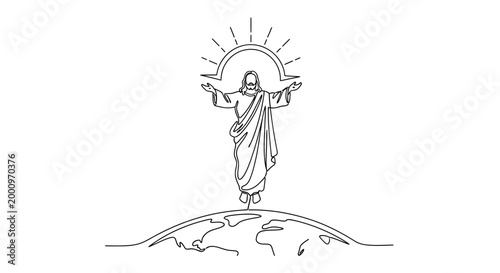 Jesus Christ standing on the earth.