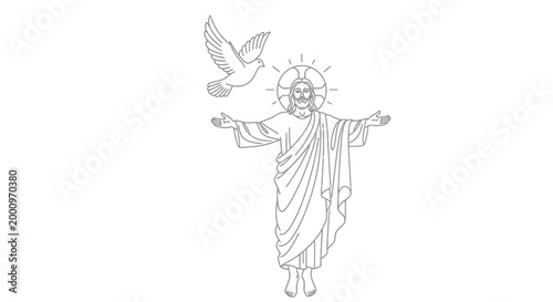 Jesus Christ with dove symbol.