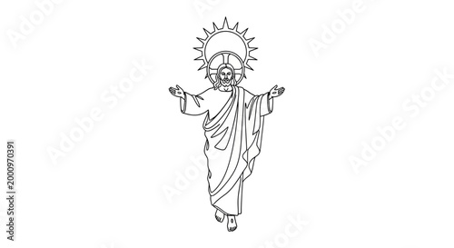 Jesus Christ with sun halo.