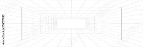 Lab arcade grid for ai ground bg. Line 3d game of y2k blueprint infographic. Metaverse isometric neon floor, industry perspective tile. Mathematics techno podium with bright white 80s scheme synthwave