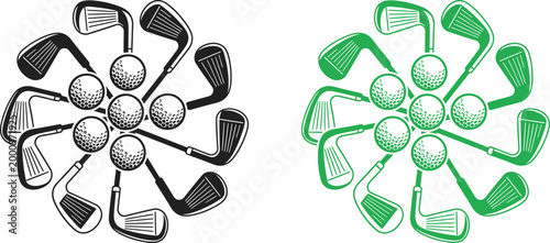 Fathers day golf art celebrating dad with a stylish golf club flower sketch for a happy fathers day