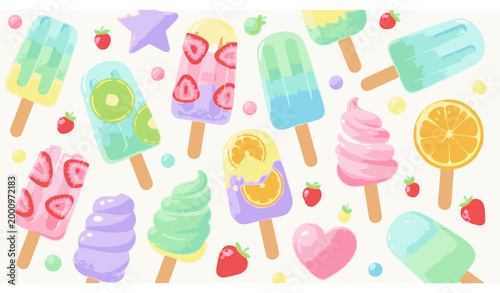 Pastel Summer Popsicle & Ice Cream Vector Collection