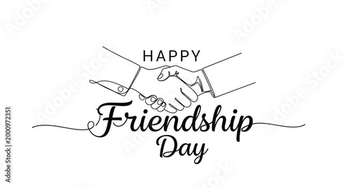 Happy friendship day hand shake line art design