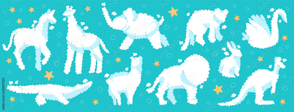 Fototapeta premium Smoke shape cat with sky animal cloud and illustration speed cute.