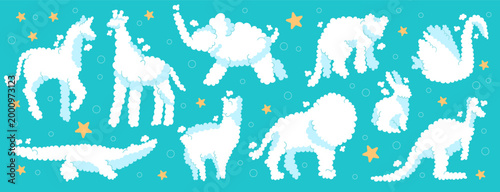 Smoke shape cat with sky animal cloud and illustration speed cute.