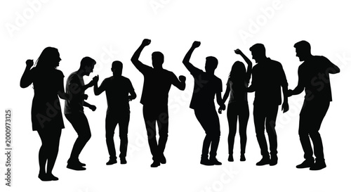Group of young people dancing and having fun together