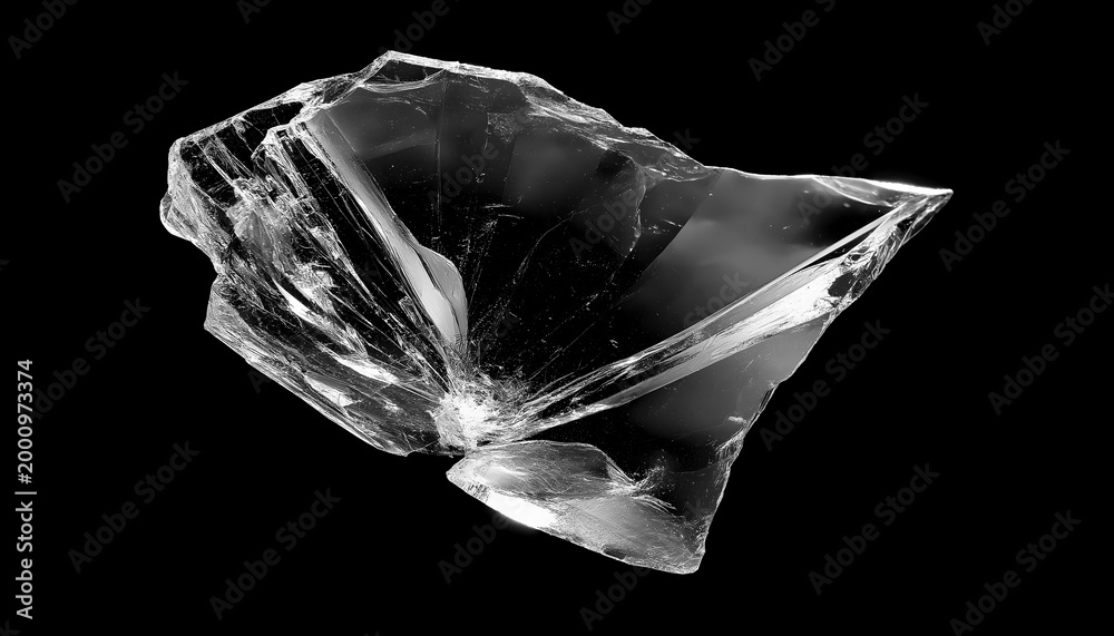 Naklejka premium Broken Glass Shards Isolated Dark Background