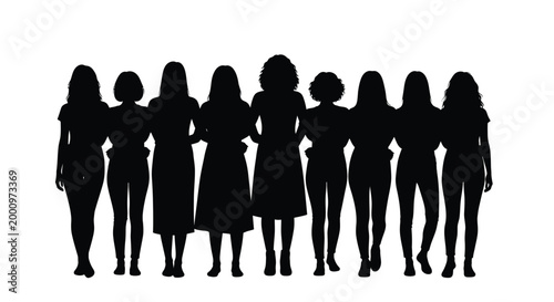 Black silhouette of a group of women standing together