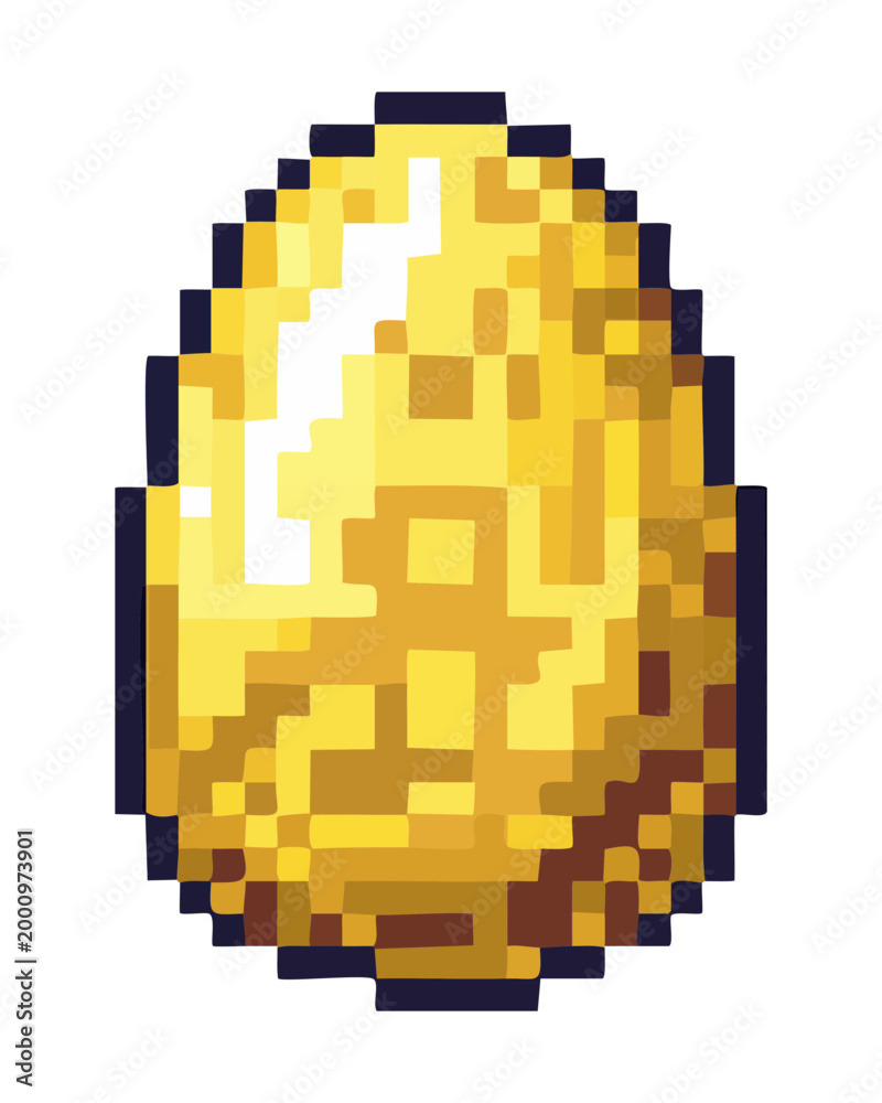 Fototapeta premium golden egg treasure illustration designed with pixel art technique perfect for rpg game loot and fantasy mystery themed creative designs