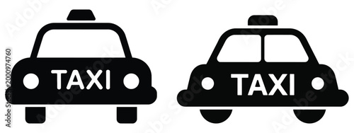 High quality vector of two black taxi car icons.