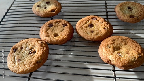 chocolate chip cookies after baked 