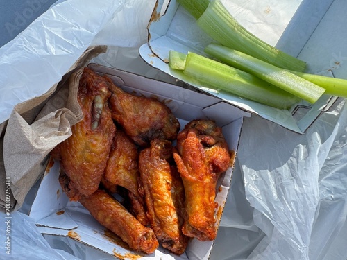 buffalo wings and celery appetizer meal 