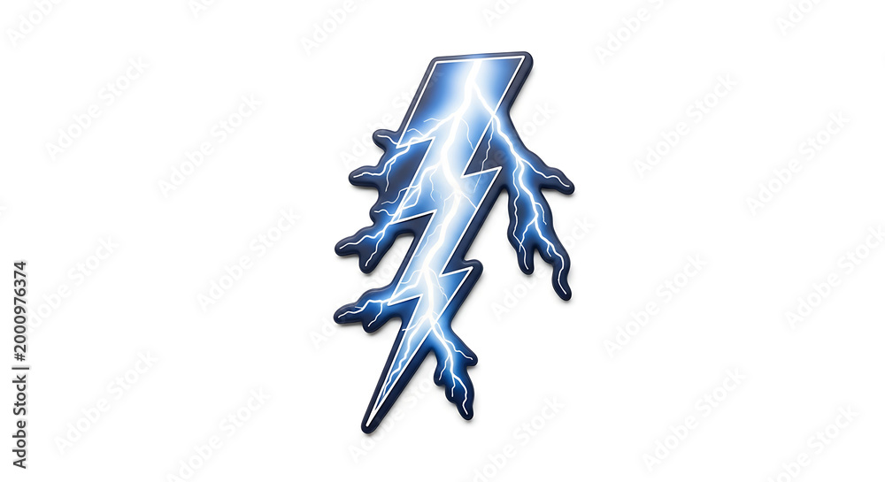 Fototapeta premium Electric blue lightning bolt graphic design element symbol energetic and powerful transparent background