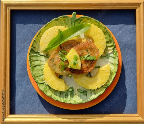 A modern take on the Lippische Pickert, with wild garlic and pineapple