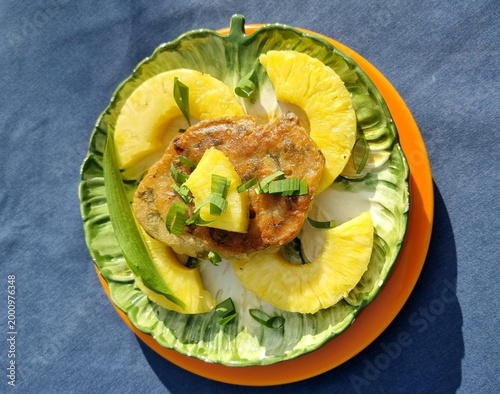 A modern take on the Lippische Pickert, with wild garlic and pineapple