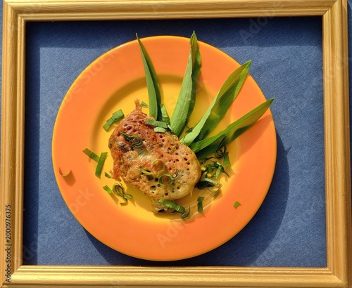 A modern take on the Lippische Pickert, with wild garlic 