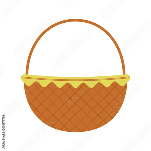 Collection of Colorful Wicker and Woven Picnic Baskets with Handles on White Background